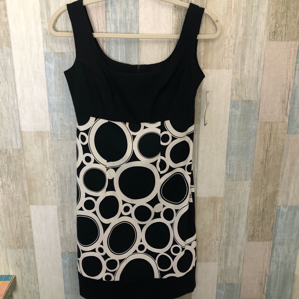 AB Studio Black Sleeveless Dress White Empire Waist Y2K Retro Siren size 2 NWT